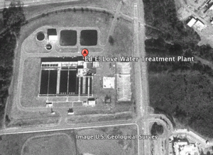 Satellite Photograph of Ed Love Treatment Plant in 1999, Courtesy of USGS